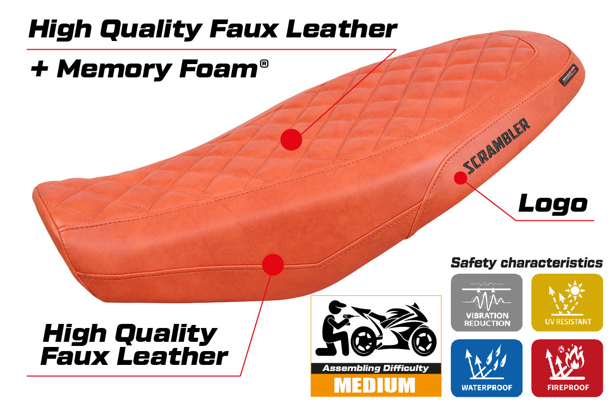 Ducati Scrambler 800 2023-2025 Seat Cover Tappezzeria Italia Comfort in Brick Leather Diamond