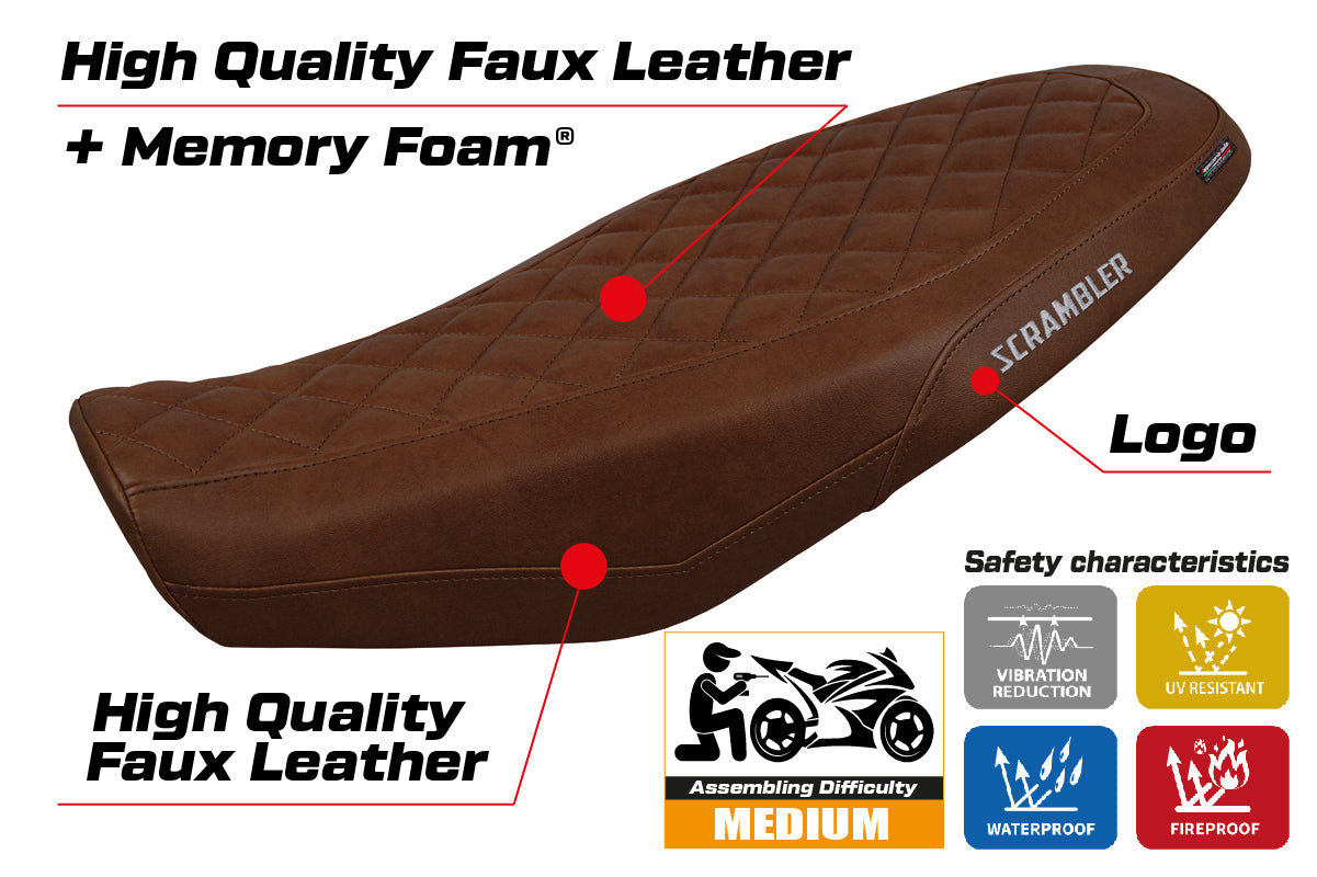 Ducati Scrambler 800 2023-2025 Seat Cover Tappezzeria Italia Comfort in Dark Brown Leather Look