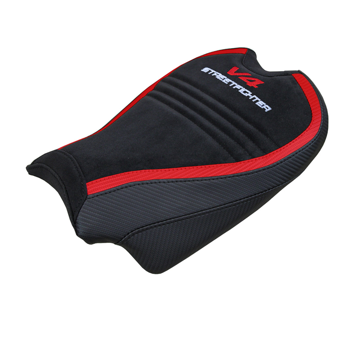 Ducati Streetfighter V4 2020-2024 Seat Cover Tappezzeria Italia in Velvet Red and Black SpEd