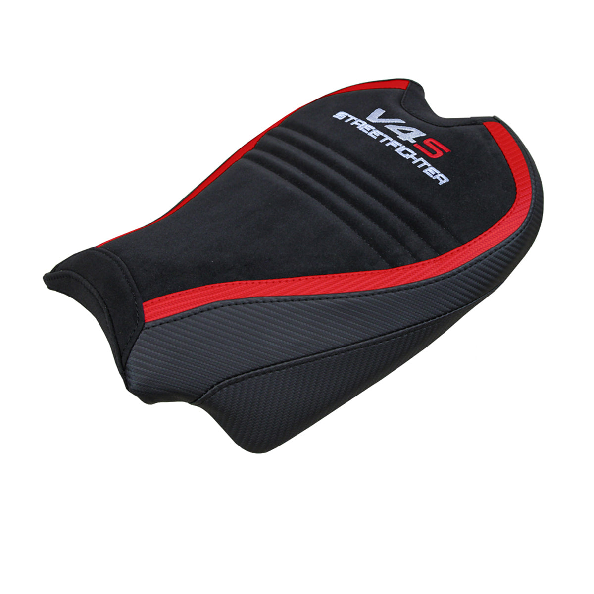 Ducati Streetfighter V4 S 2020-2024 Seat Cover Tappezzeria Italia in Velvet Red and Black SpEd