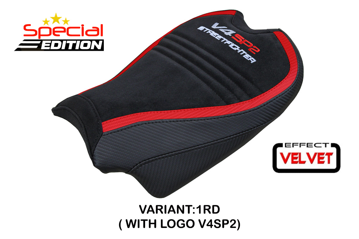 Ducati Streetfighter V4 SP2 2020-2024 Seat Cover Tappezzeria Italia in Velvet Red and Black SE