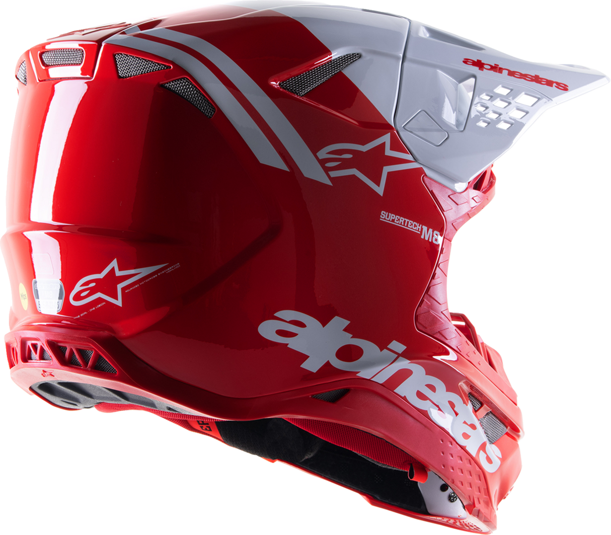 ALPINESTARS Supertech M8 Motorcycle Helmet - Radium 2 - MIPS® - Gloss Red/White - Medium 8301523-3012-MD