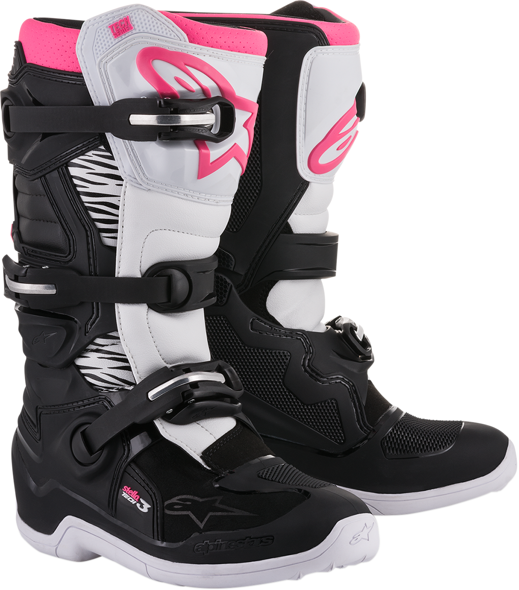 ALPINESTARS Women Stella Tech 3 Boots - Black/White/Pink - US 8 2013218-130-8