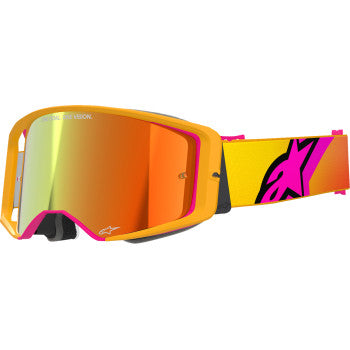 ALPINESTARS Goggles Supertech Goggles - Corp - Yellow/Pink - ABS Vision - Red Mirror 5100325-5023