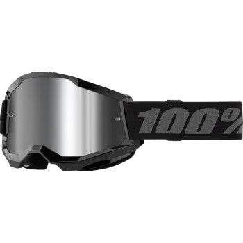 100% Strata 2 Goggles - Black - Silver Mirror 50028-00013