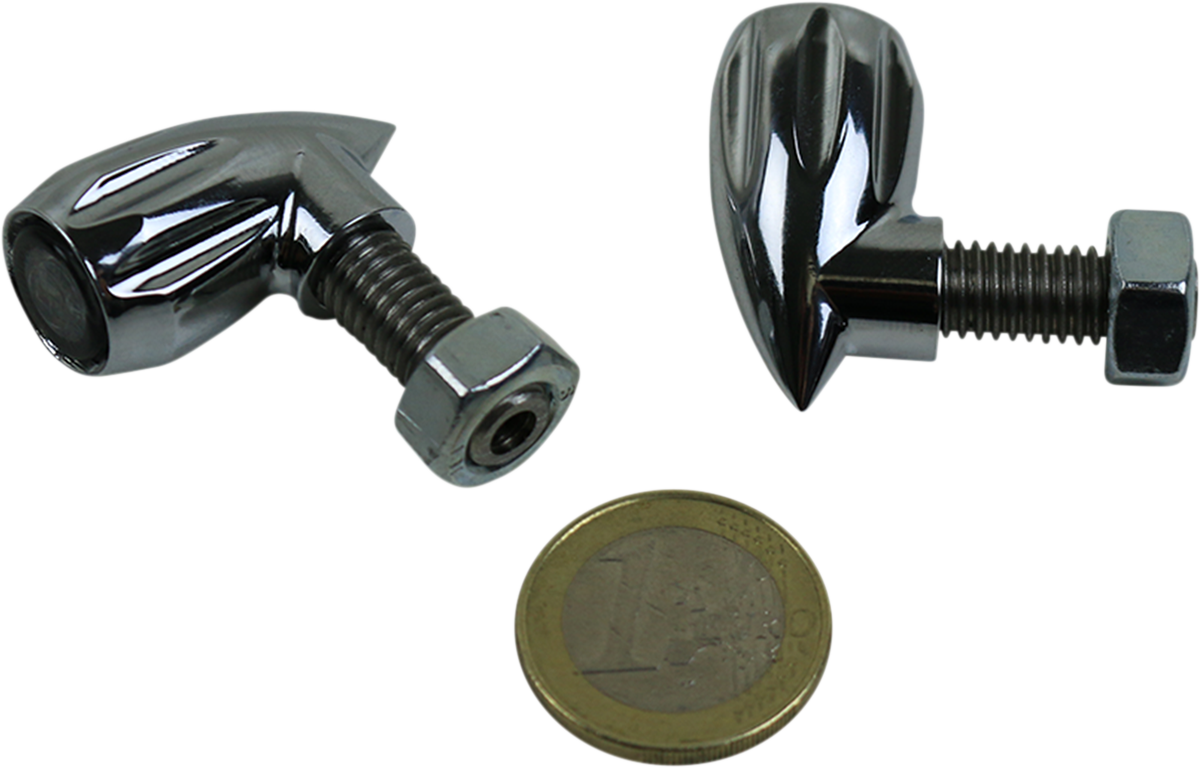 KODLIN MOTORCYCLE 3-1 Bullet Rear Indicator Lights - Grooved - Chrome K68462