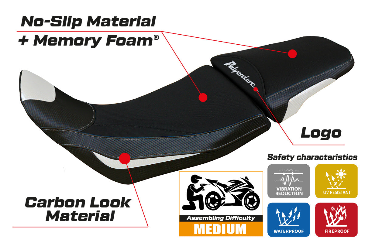 Honda Africa Twin Adv Sport 1100 2020-2024 Comfort Heat Seat Cover Tappezzeria Italia in White