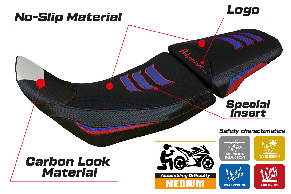 Honda Africa Twin 1100 ADV Sport 2020-2024 Seat Cover Tappezzeria Italia in Red and Blue SE