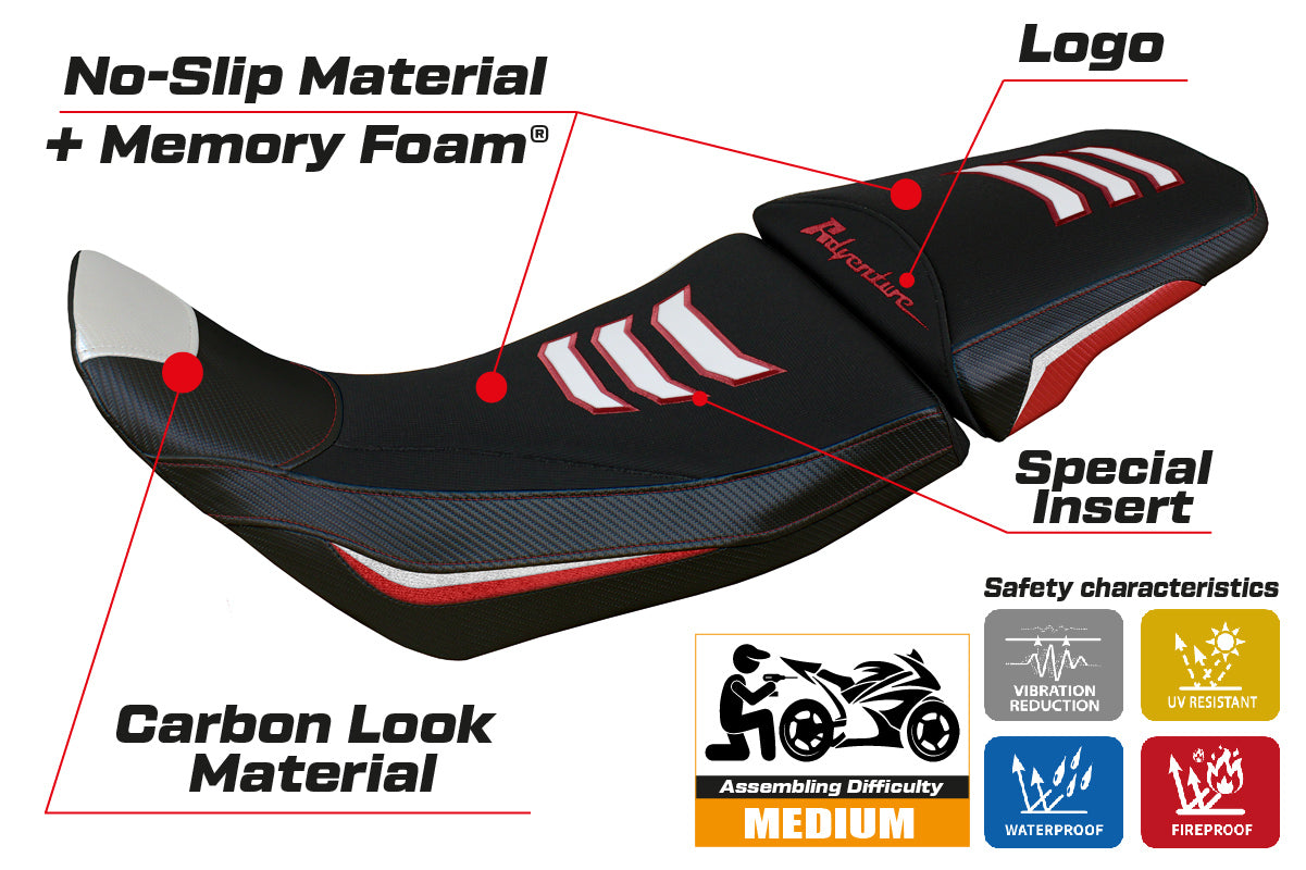 Honda Africa Twin ADV Sport 2020-2024 Seat Cover Tappezzeria Italia Comfort in White and Red