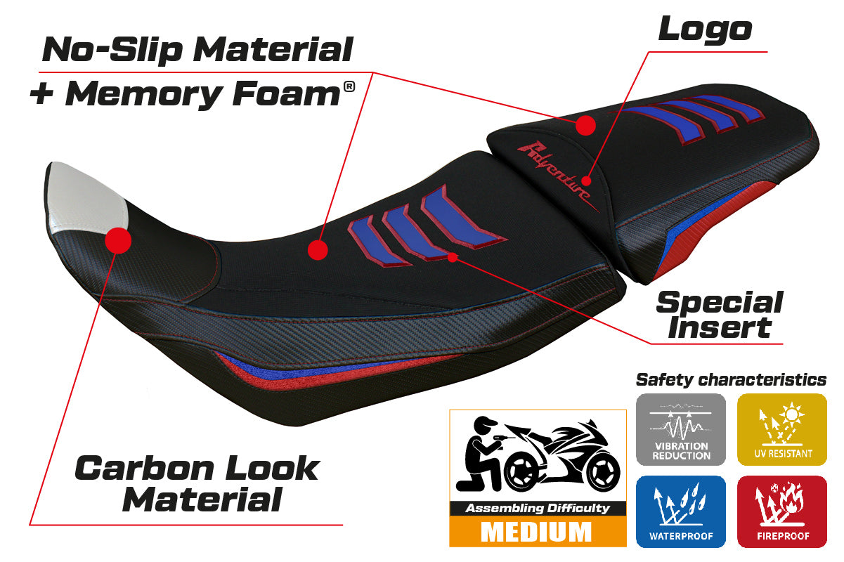 Honda Africa Twin ADV Sport 2020-2024 Seat Cover Tappezzeria Italia Comfort in Red and Blue SE