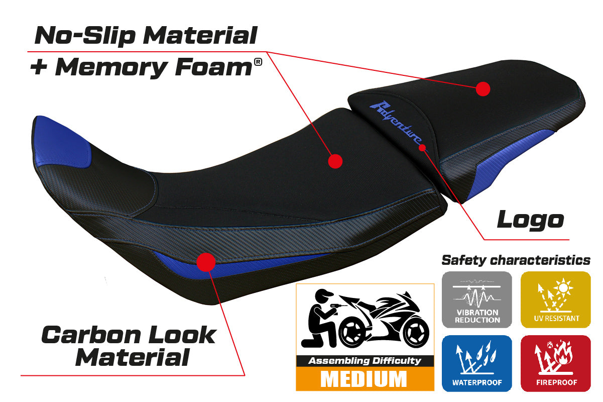 Honda Africa Twin 1100 2020-2024 Comfort Heated Seat Cover Tappezzeria Italia in Blue