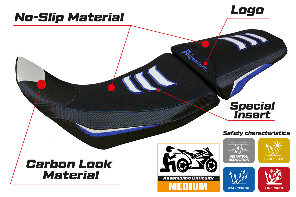 Honda Africa Twin 1100 2020-2024 Seat Cover Tappezzeria Italia in Blue and White SE