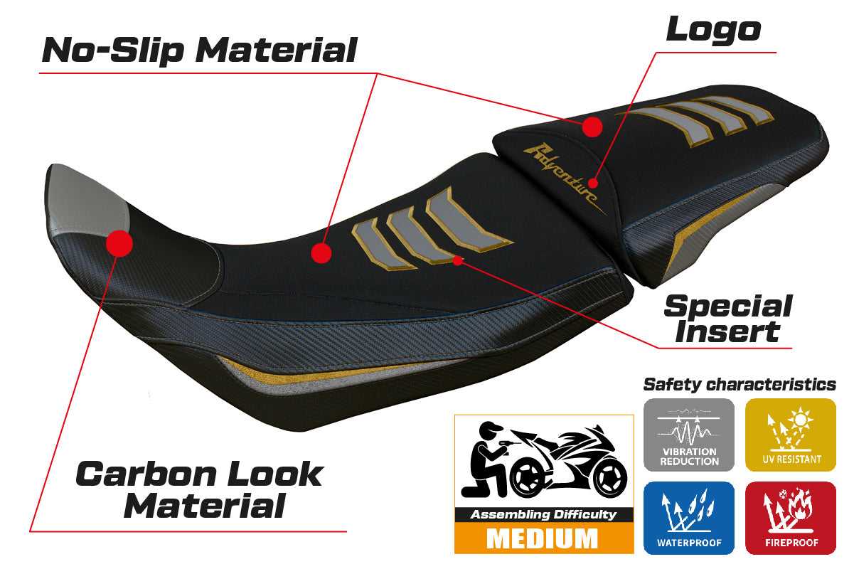 Honda Africa Twin 1100 2020-2024 Seat Cover Tappezzeria Italia in Grey and Gold SE