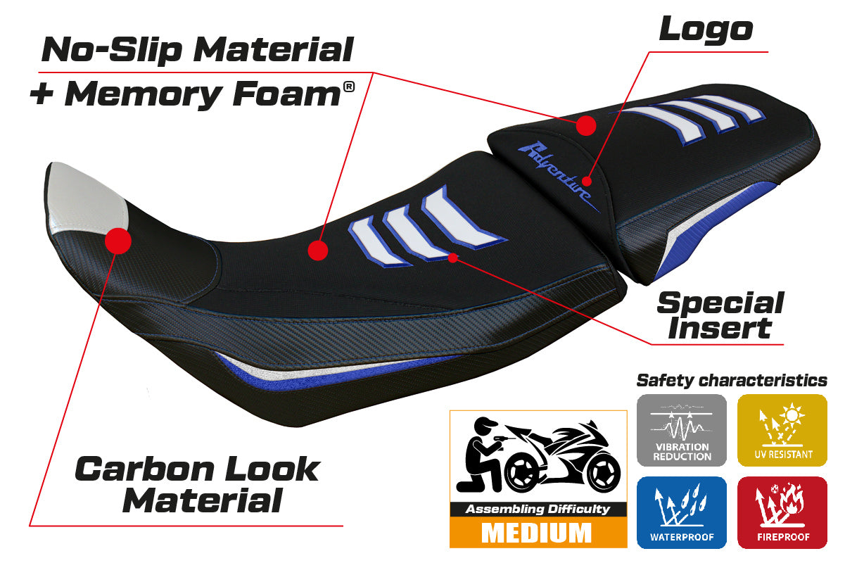 Honda Africa Twin 1100 2020-2024 Seat Cover Tappezzeria Italia Comfort in Blue and White SE