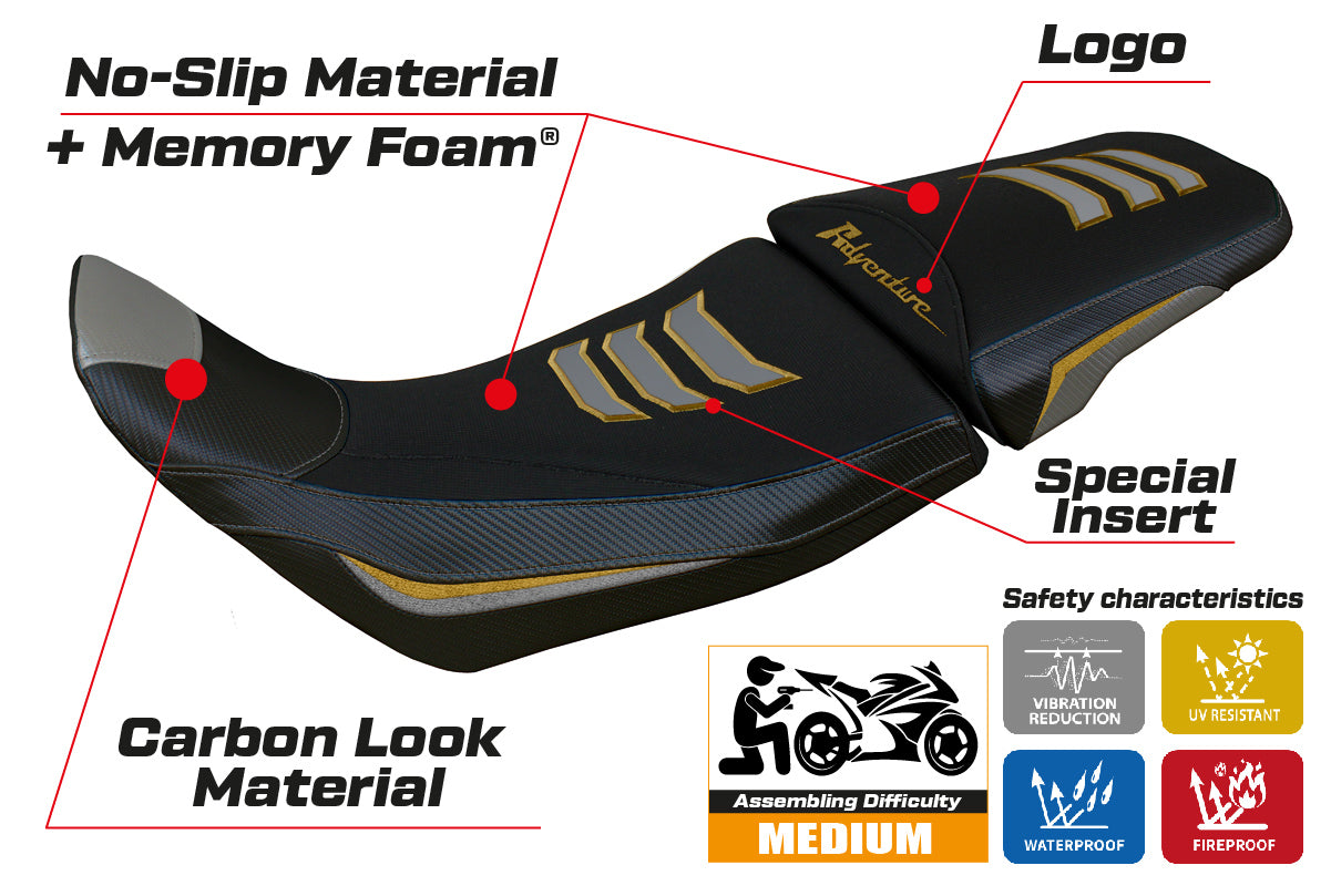 Honda Africa Twin 1100 2020-2024 Seat Cover Tappezzeria Italia Comfort in Grey and Gold SE