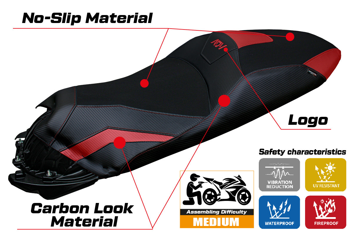 Honda ADV 350 2022-2025 Seat Cover Tappezzeria Italia in Red and Black