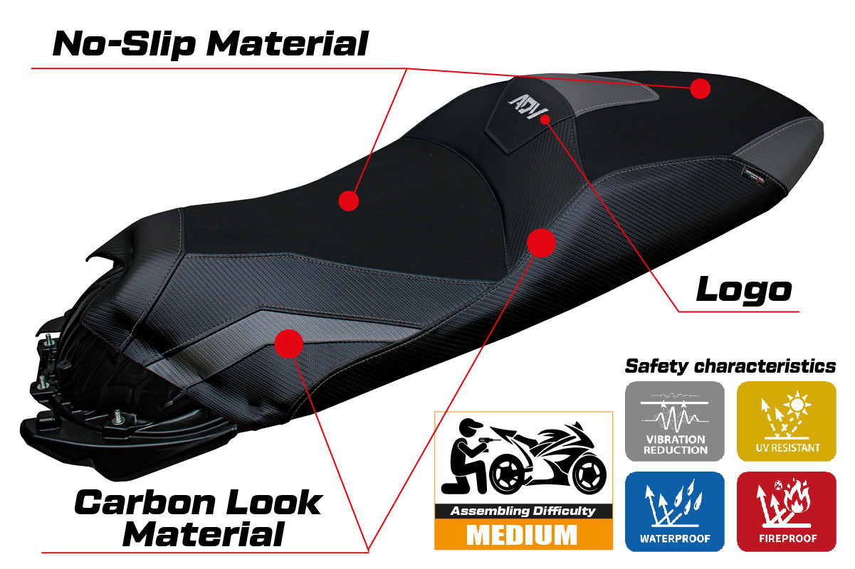 Honda ADV 350 2022-2025 Seat Cover Tappezzeria Italia in Grey and Black