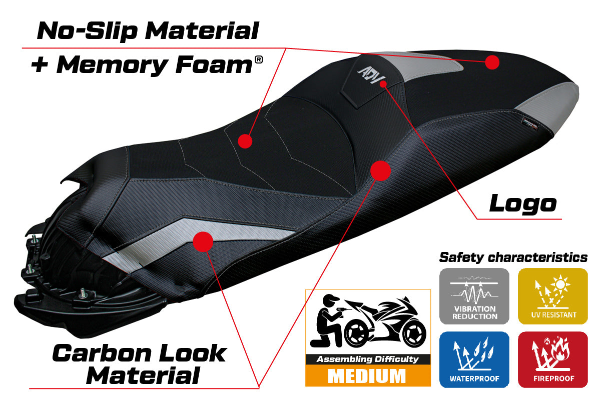 Honda ADV 350 2022-2025 Seat Cover Tappezzeria Italia Comfort in Silver and Black