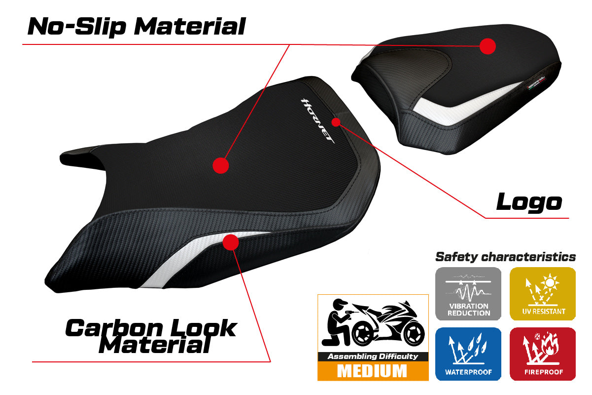 Honda CB500 Hornet 2024-2025 Seat Cover Tappezzeria Italia White and Black