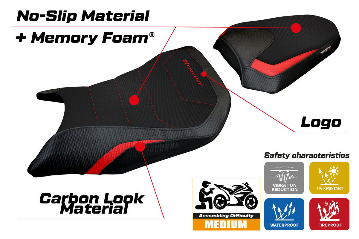 Honda CB500 Hornet 2024-2025 Seat Cover Tappezzeria Italia Comfort Red and Black