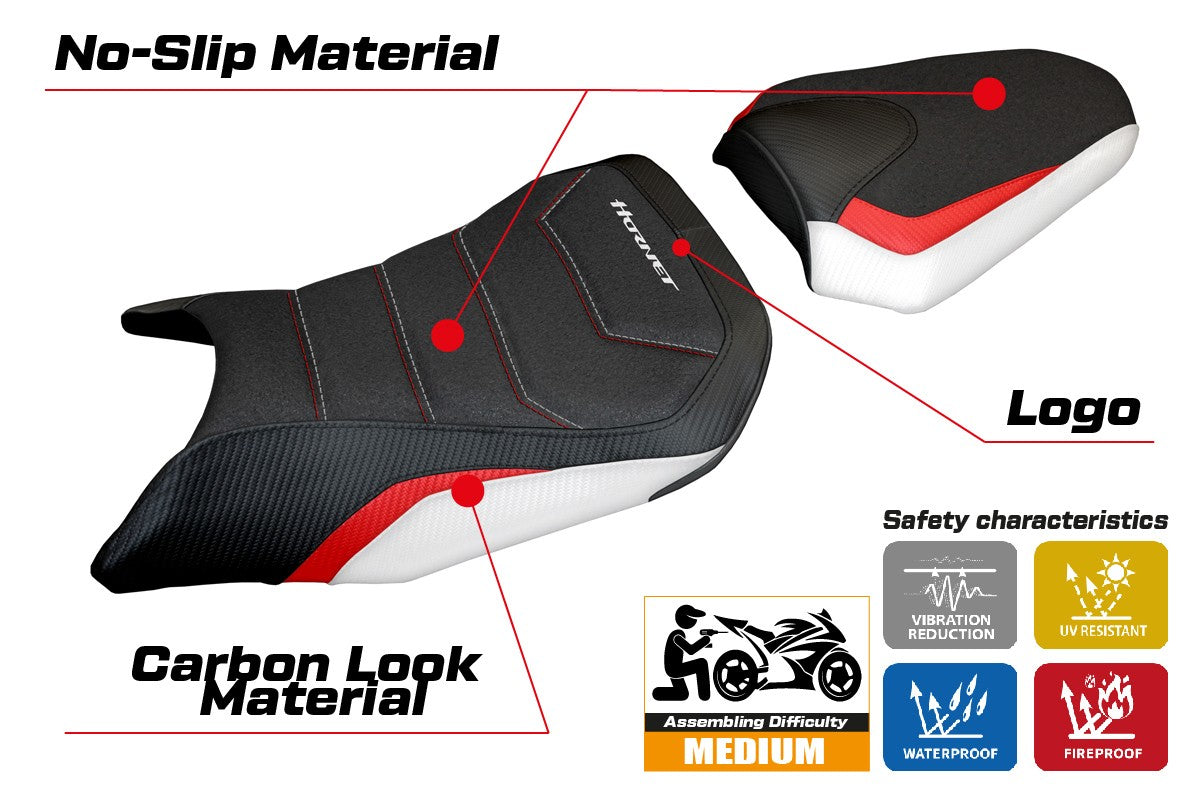 Honda CB 500 Hornet 2024-2025 Seat Cover Tappezzeria Ultragrip White Red Black