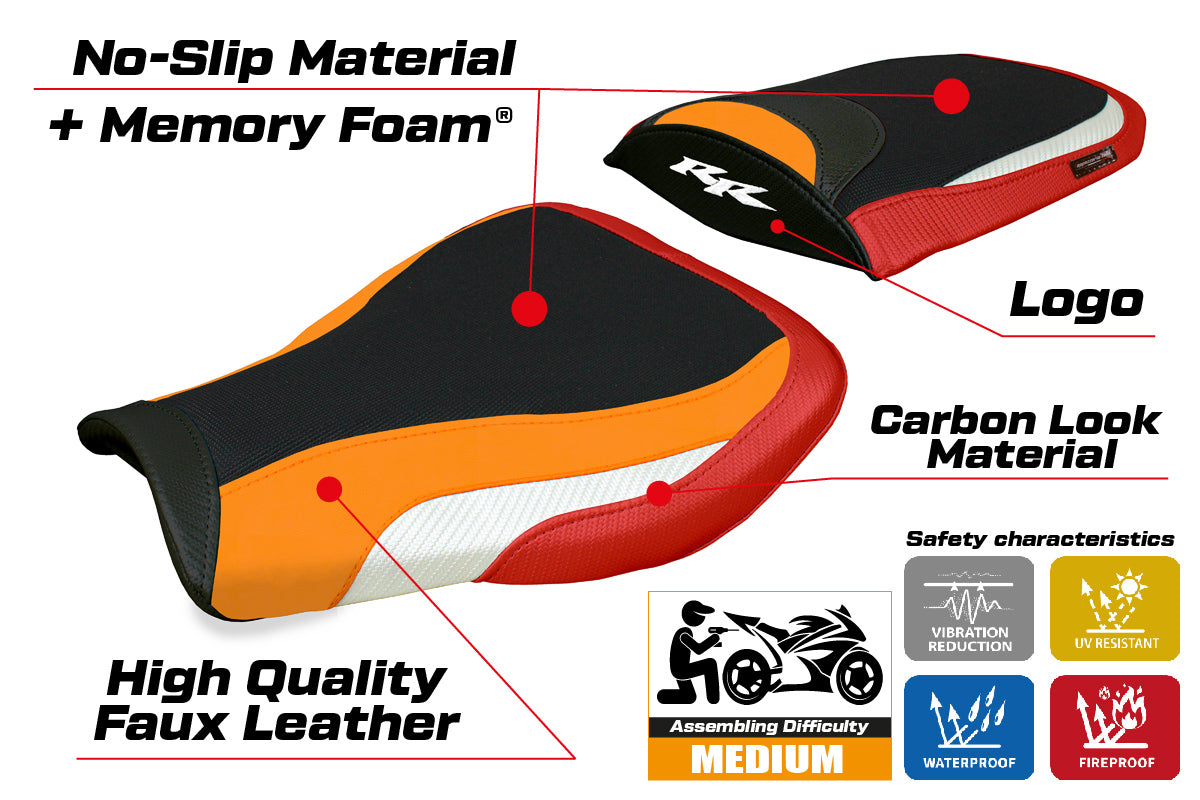 Honda CBR 600 RR 2007-2023 2024 Seat Cover Tappezzeria Comfort White Red Orange