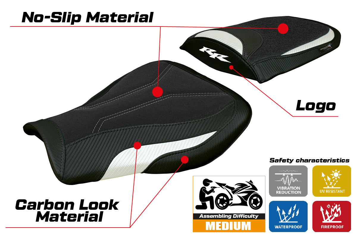 Honda CBR 600 RR 2007-2022 2023 2024 Seat Cover Tappezzeria Ultragrip White Blk