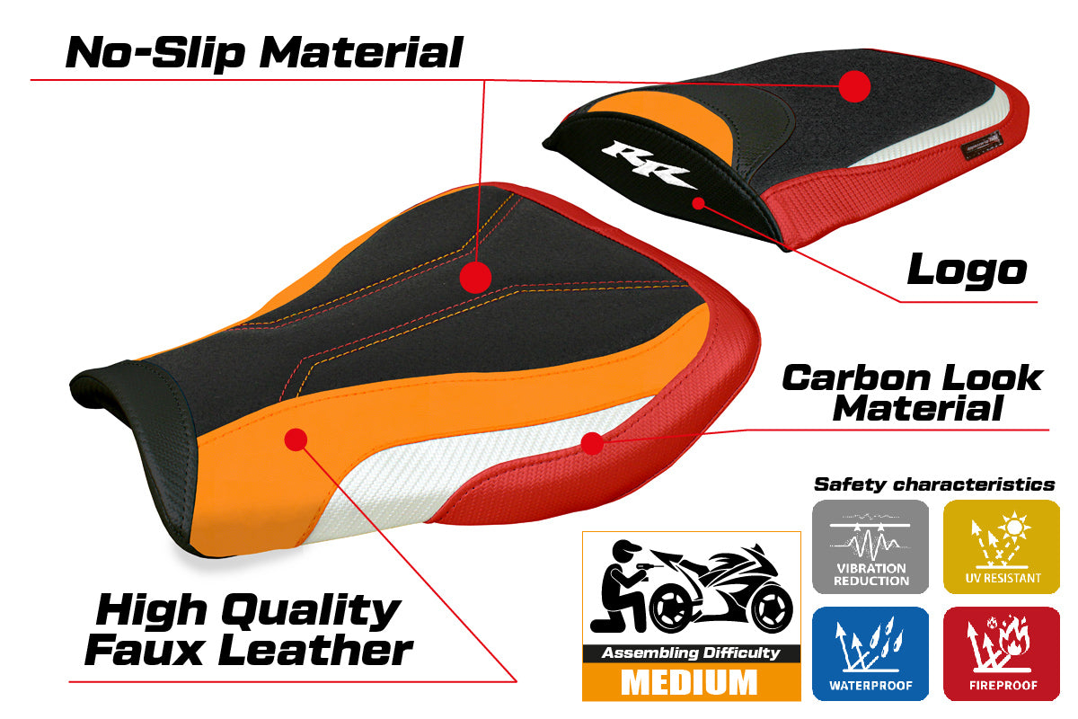 Honda CBR 600 RR 2007-2023 2024 Seat Cover Tappezzeria Ultragrip White Red Orang