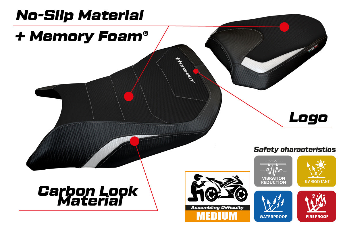 Honda CB750 Hornet 2023-2025 Seat Cover Tappezzeria Italia Comfort in White and Black