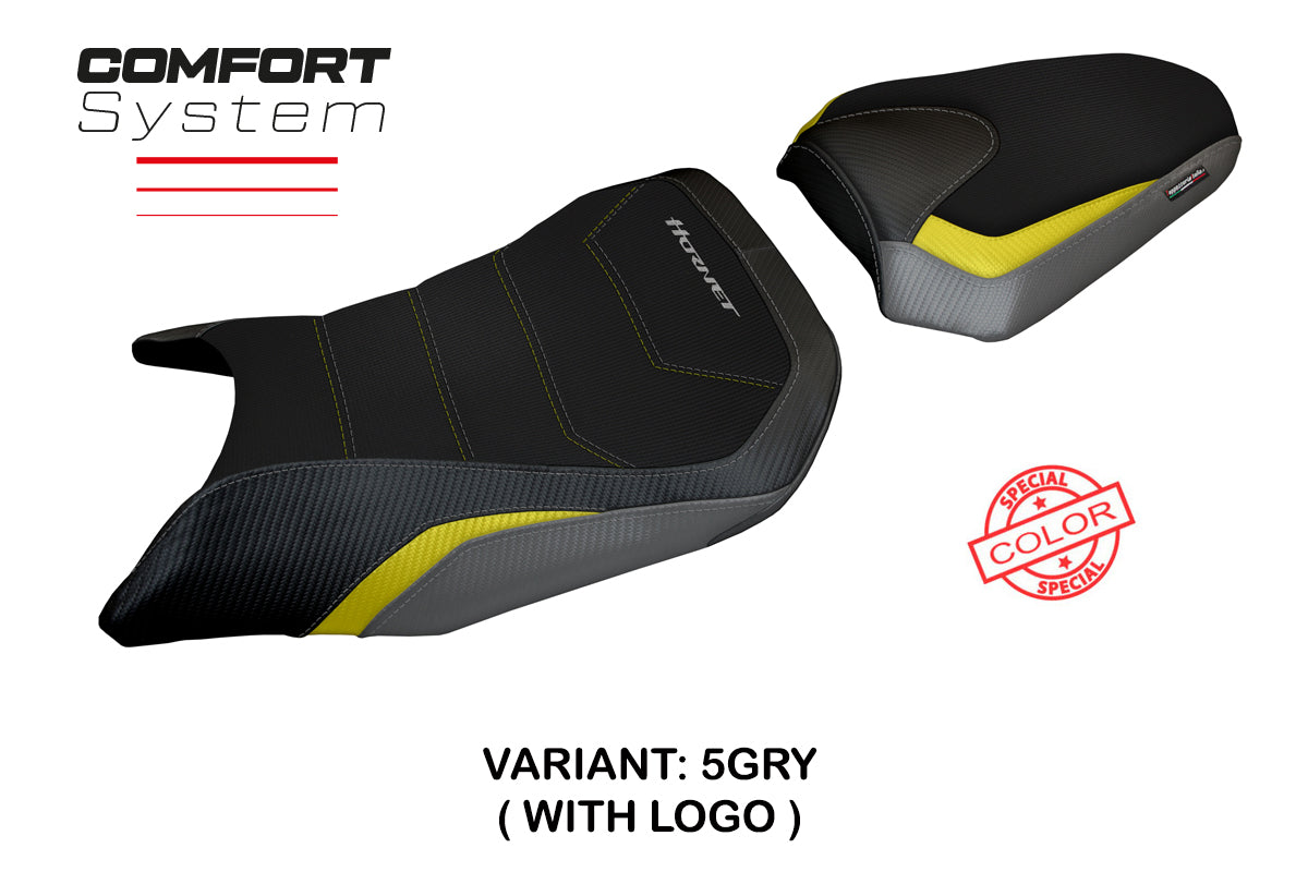 Honda CB750 Hornet 2023-2025 Seat Cover Tappezzeria Italia Comfort in Grey, Yellow and Black