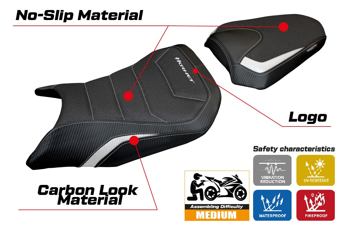 Honda CB 750 Hornet 2023-2025 Seat Cover Tappezzeria Ultragrip White Black