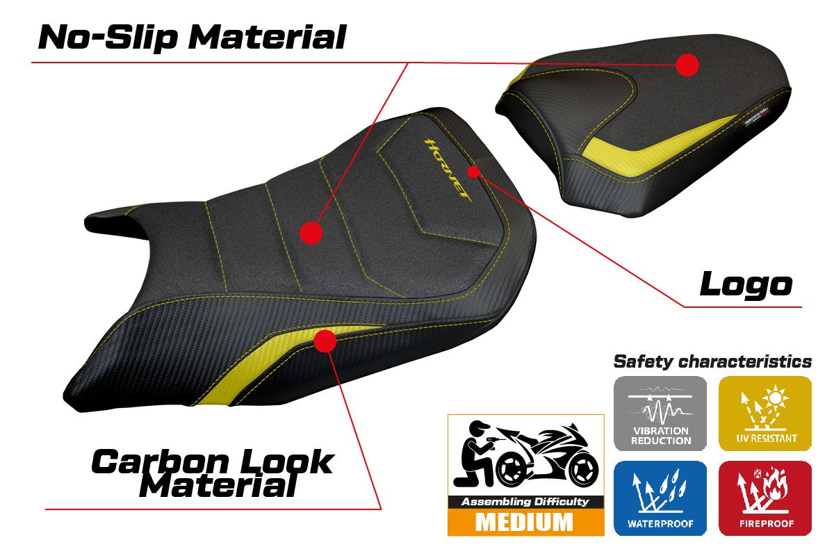 Honda CB 750 Hornet 2023-2025 Seat Cover Tappezzeria Ultragrip Yellow Black