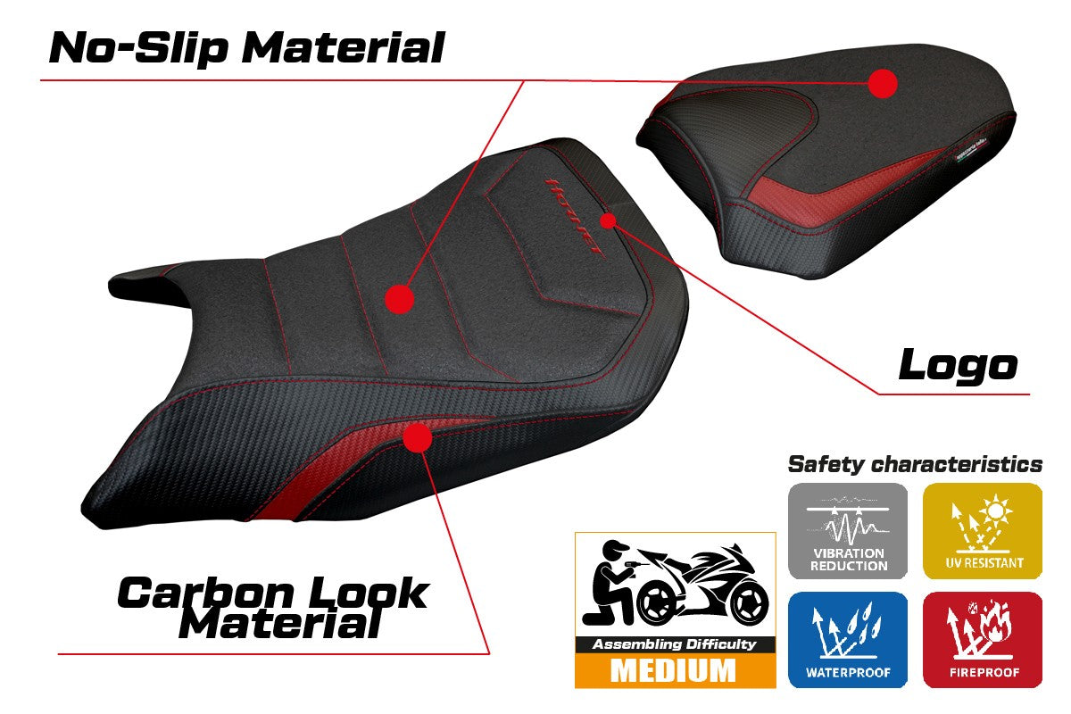 Honda CB 750 Hornet 2023-2025 Seat Cover Tappezzeria Ultragrip Red Black