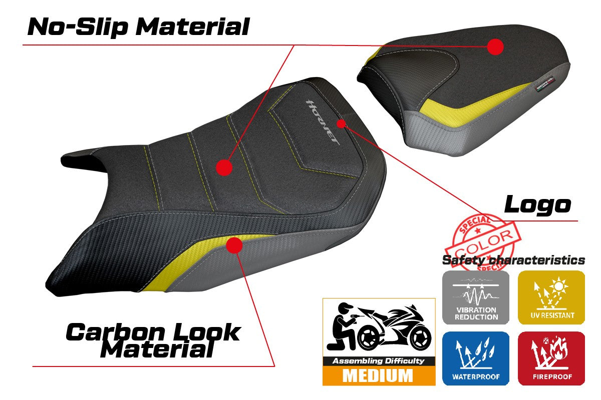 Honda CB 750 Hornet 2023-2025 Seat Cover Tappezzeria Ultragrip Grey Yellow Black