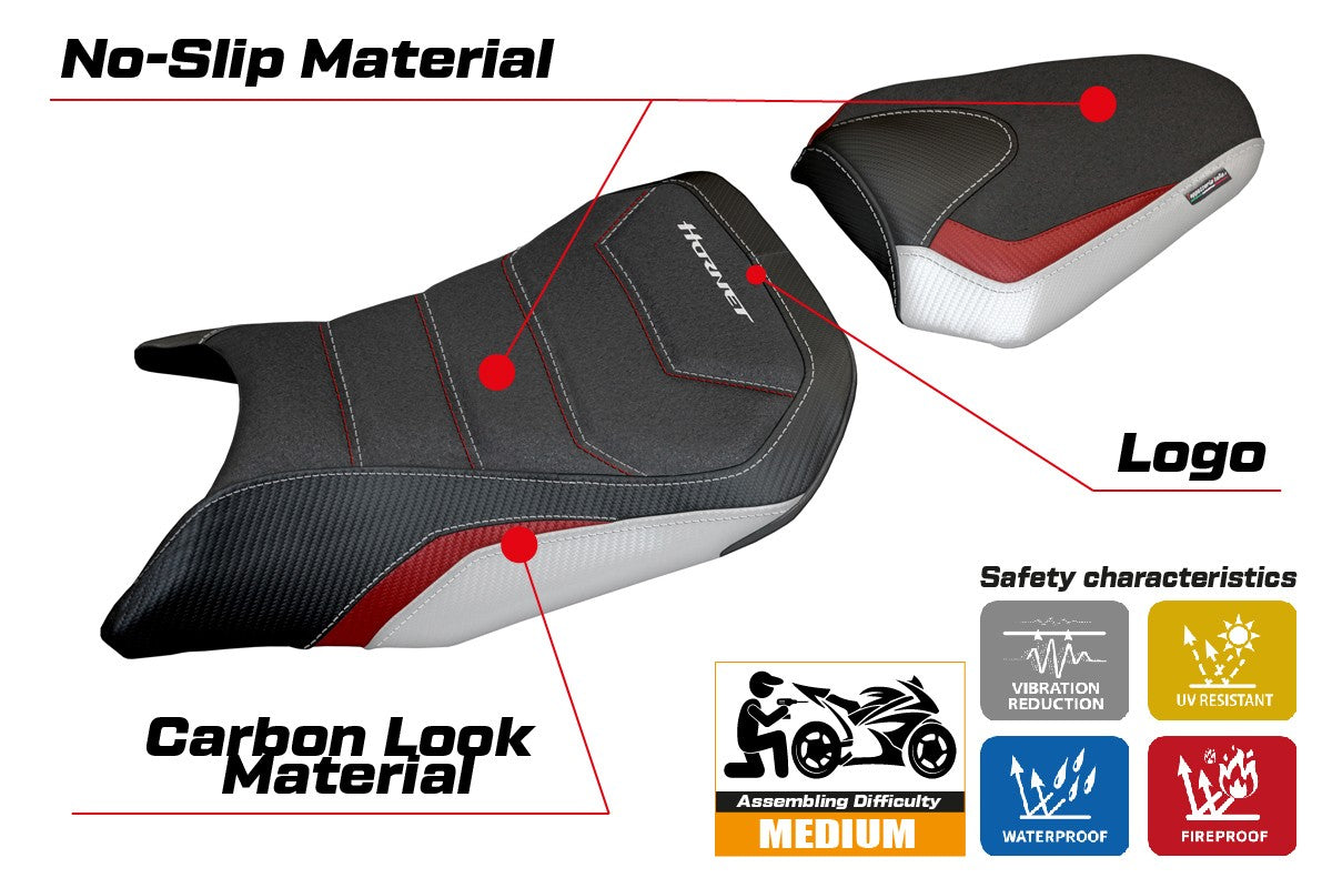 Honda CB 750 Hornet 2023-2025 Seat Cover Tappezzeria Ultragrip White Red Black