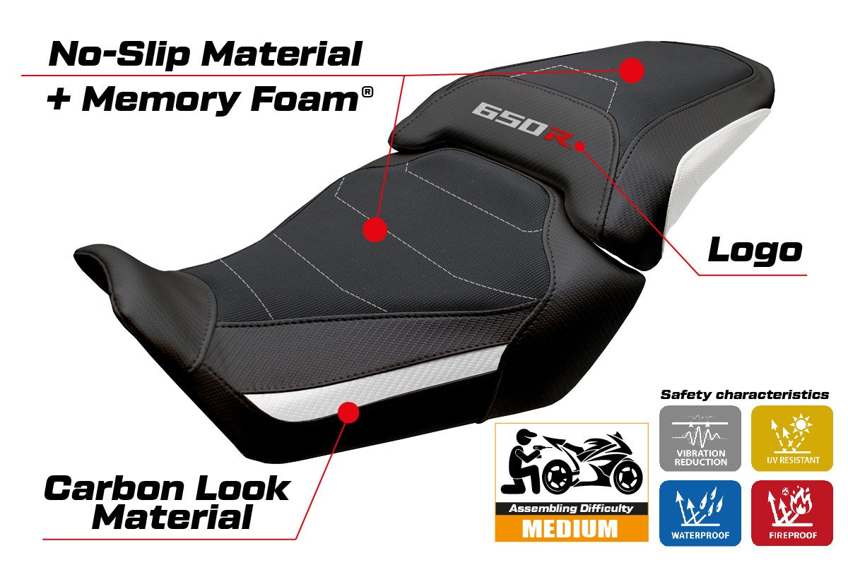 Honda CBR650R 2024-2025 Seat Cover Tappezzeria Comfort White Black