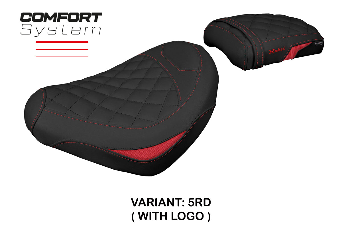 Honda CMX 1100 Rebel 2022-2025 Seat Cover Tappezzeria Italia Comfort in Red and Black Diamond