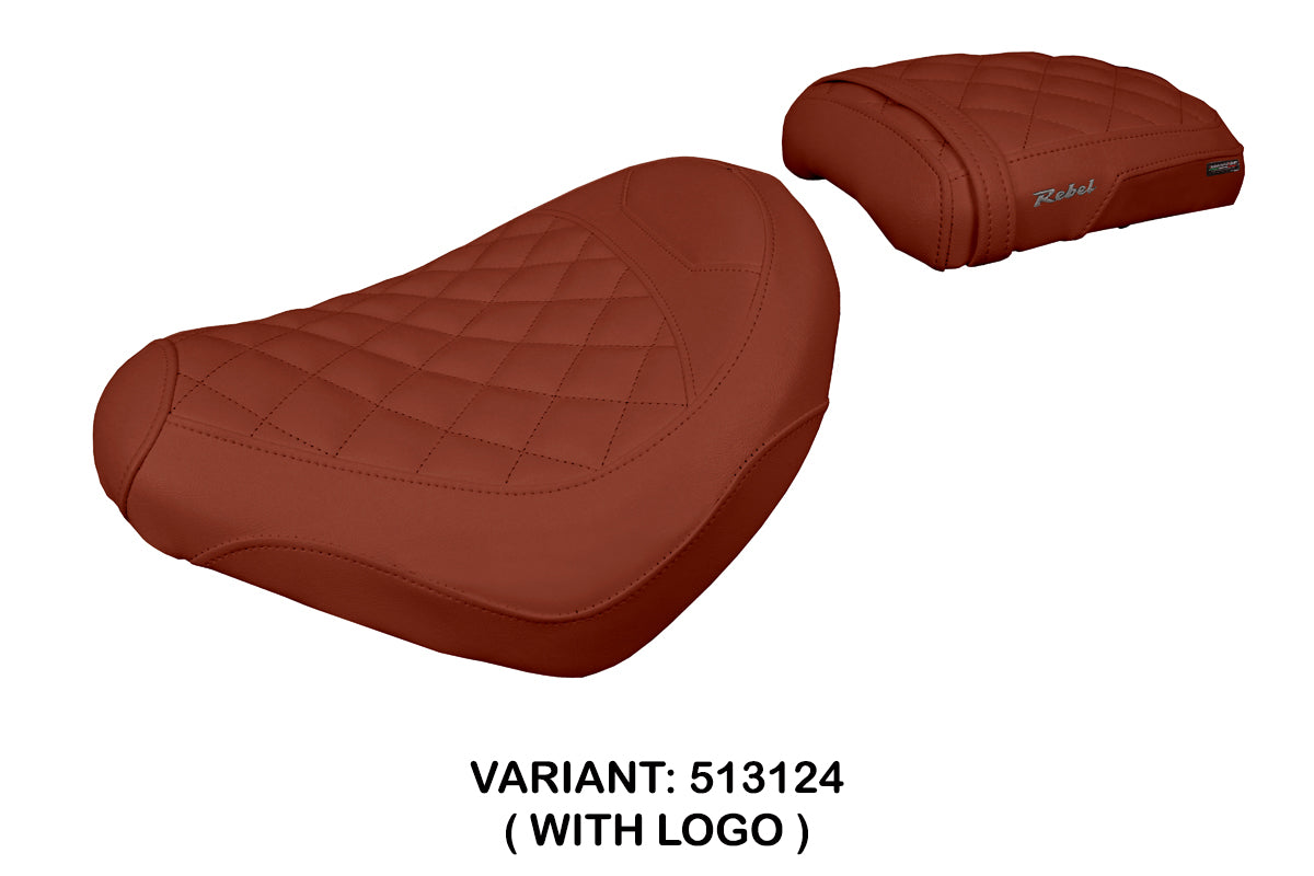 Honda CMX 500 Rebel 2017-2025 Seat Cover Tappezzeria Italia in Dark Brick Diamond Stitch