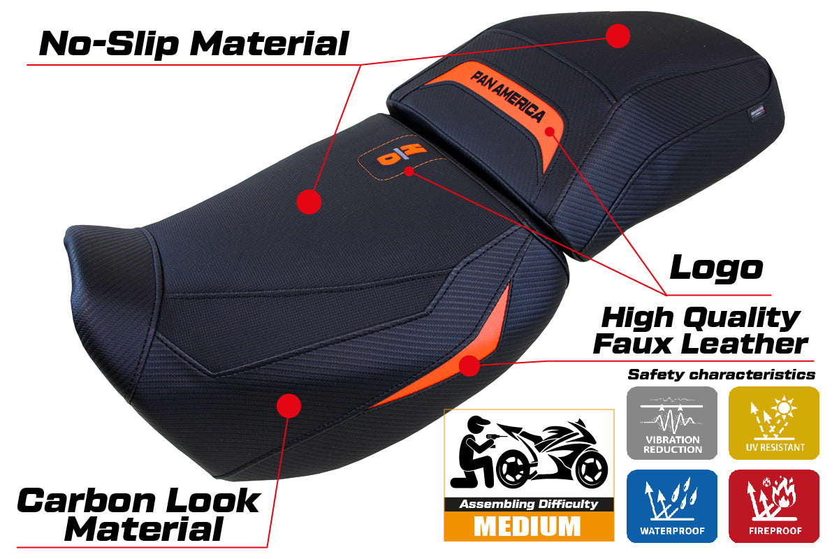Harley Davidson Pan America 2021-2025 Seat Cover Tappezzeria Italia in Orange and Black