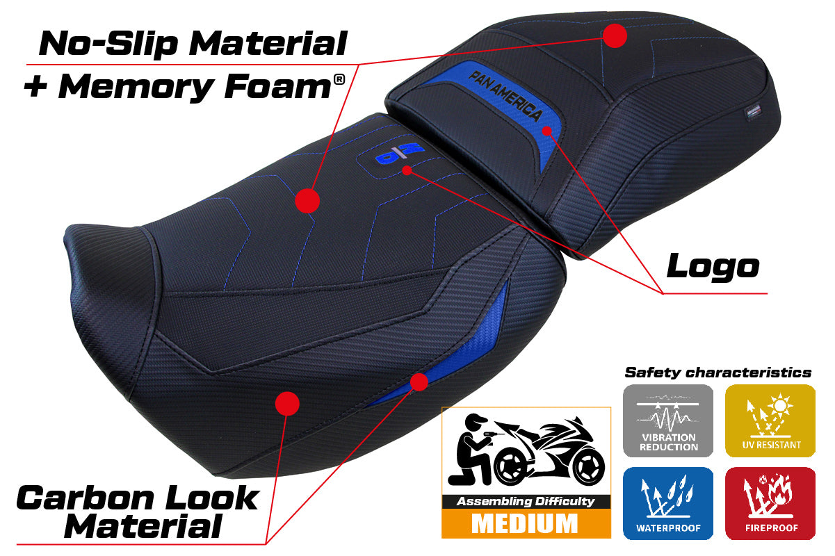 Harley Davidson Pan America 2021-2025 Seat Cover Tappezzeria Italia Comfort Heated in Blue