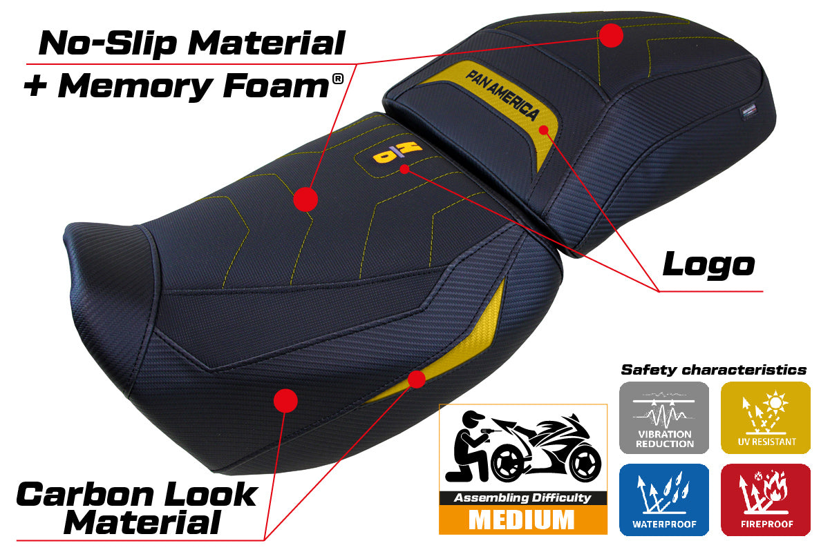 Harley Davidson Pan America 2021-2025 Seat Cover Tappezzeria Italia Comfort Heated in Yellow