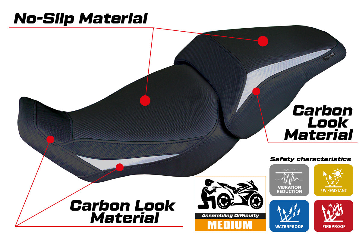 Honda CB300R 2018-2025 Seat Cover Tappezzeria Italia in Silver and Black