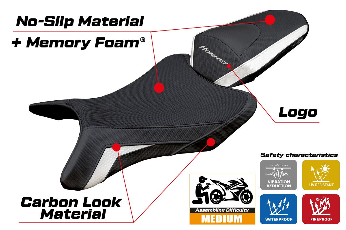 Honda CB 1000 Hornet 2025 Seat Cover Tappezzeria Comfort White Black