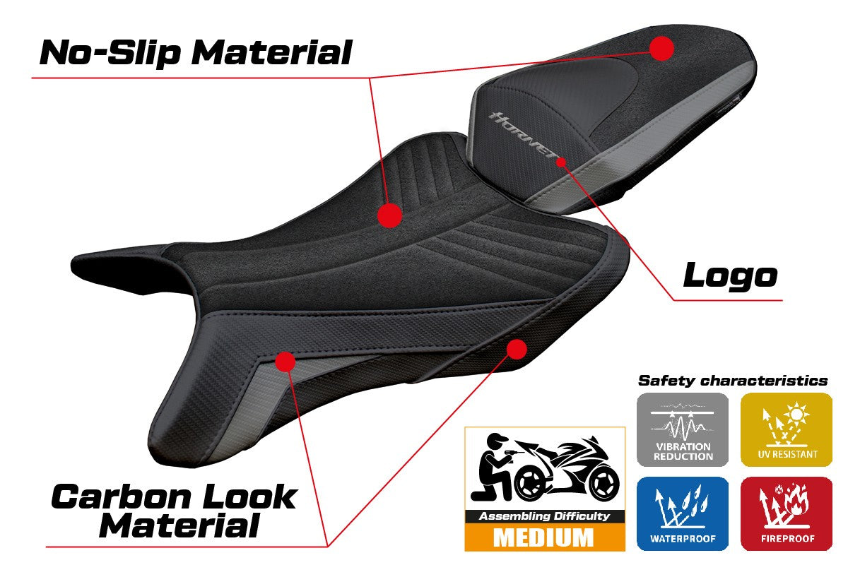 Honda CB 1000 Hornet 2025 Seat Cover Tappezzeria Ultragrip Grey Black