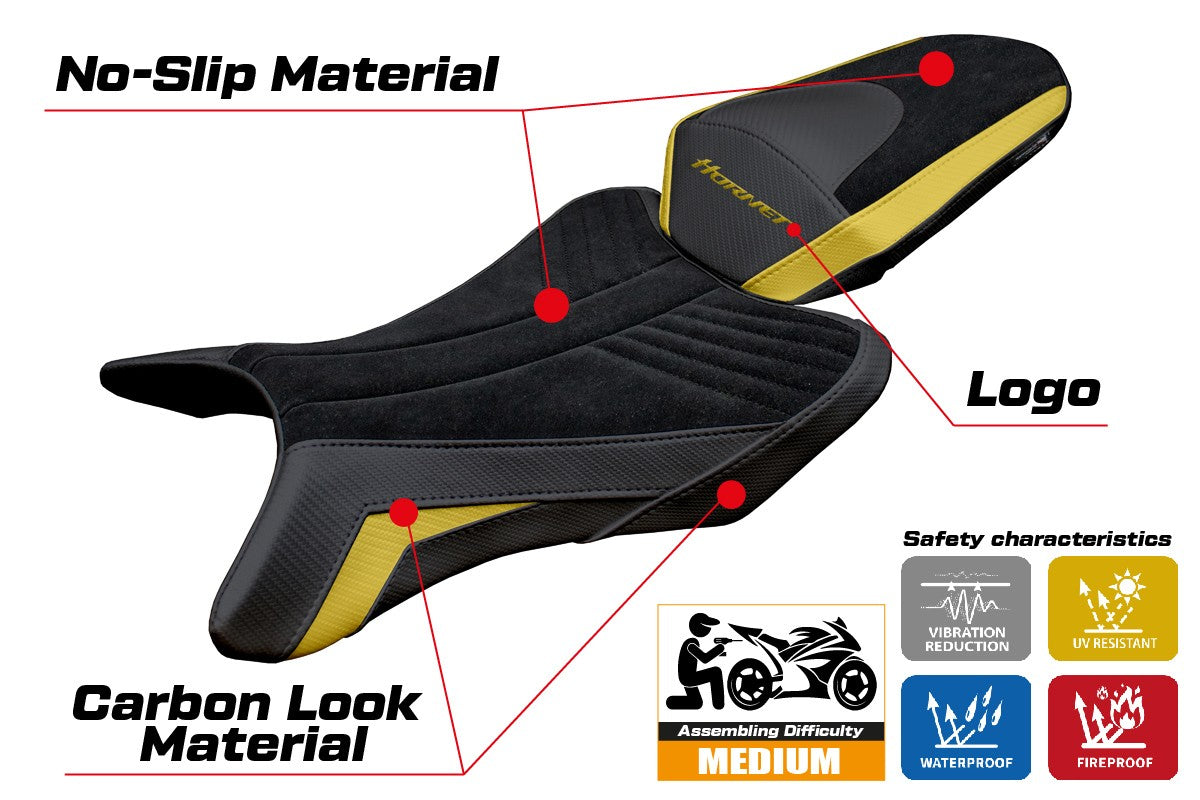 Honda CB 1000 Hornet 2025 Seat Cover Tappezzeria Velvet Gold Black