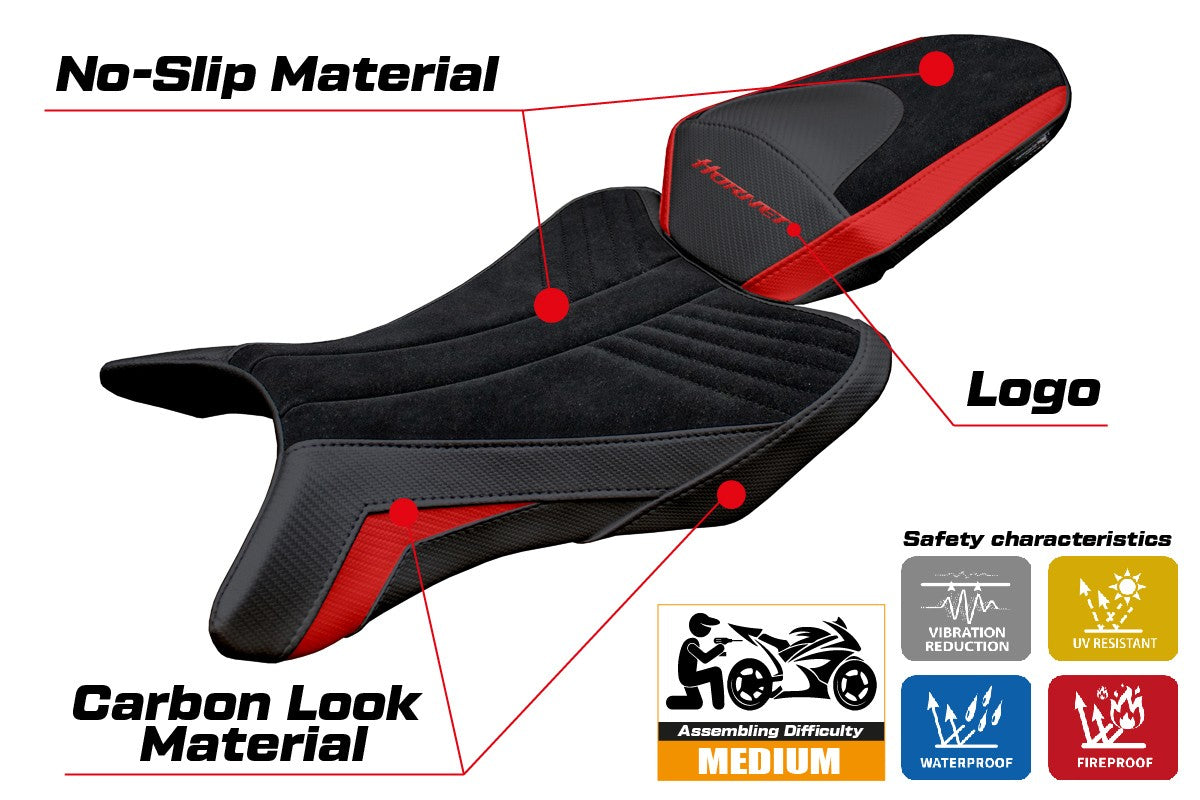 Honda CB 1000 Hornet 2025 Seat Cover Tappezzeria Velvet Red Black