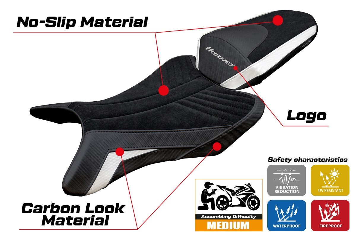 Honda CB 1000 Hornet 2025 Seat Cover Tappezzeria Velvet White Black