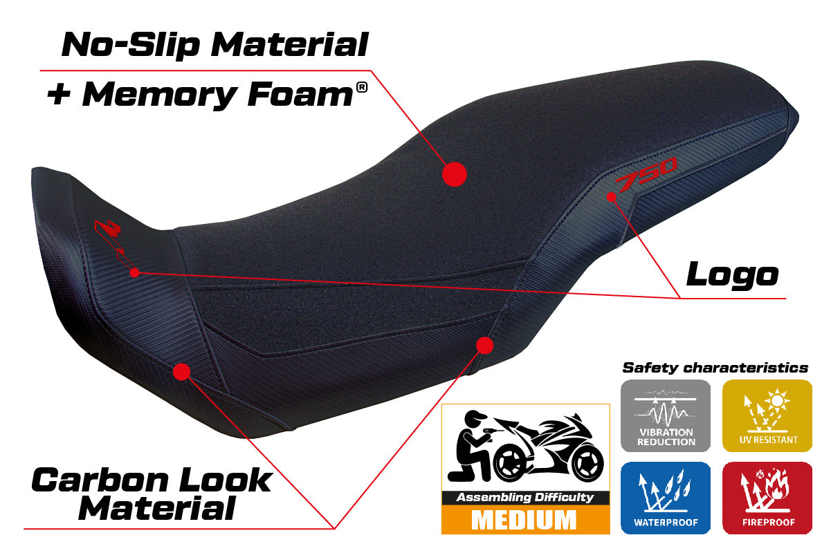 Honda Transalp XL 750 2023-2025 Seat Cover Tappezzeria Italia Comfort Ultragrip in Black