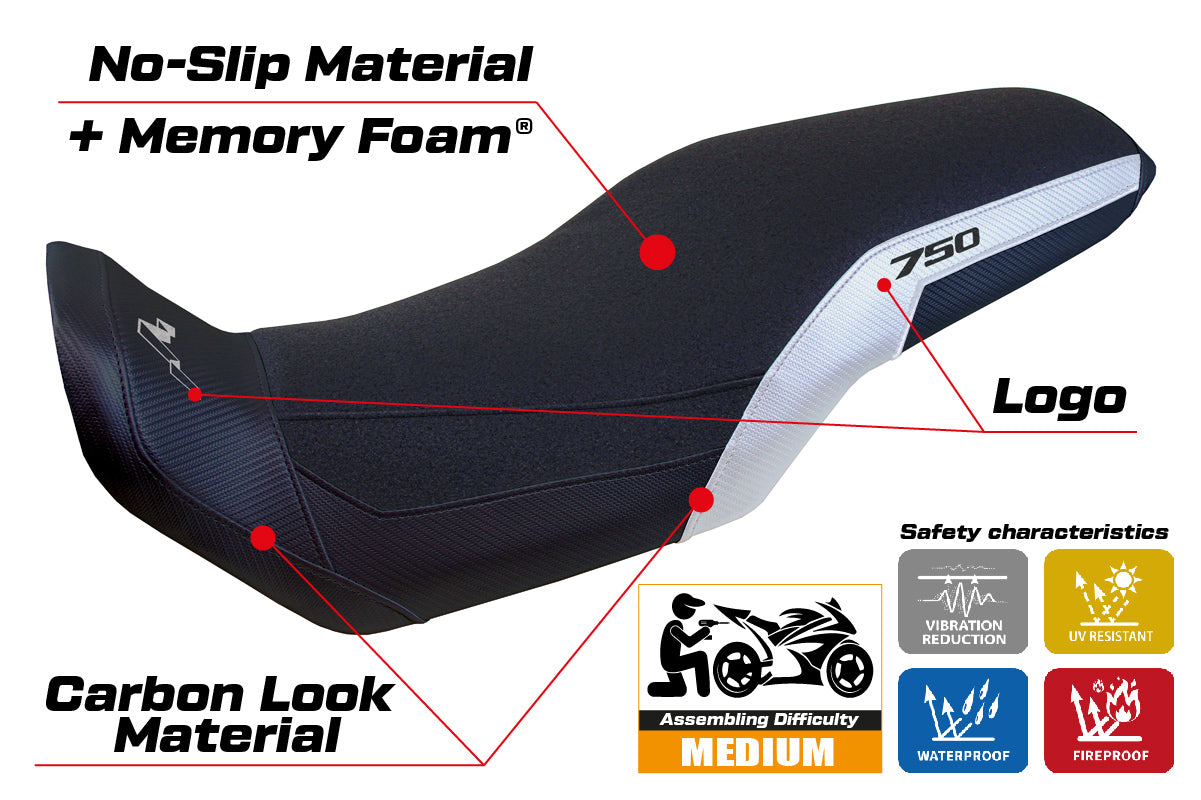 Honda Transalp XL 750 2023-2025 Seat Cover Tappezzeria Italia Comfort Ultragrip in White