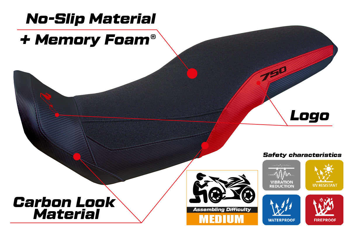 Honda Transalp XL 750 2023-2025 Seat Cover Tappezzeria Italia Comfort Ultragrip in Red